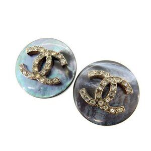 CHANEL Earring Navy xSilver Women Authentic secondhand